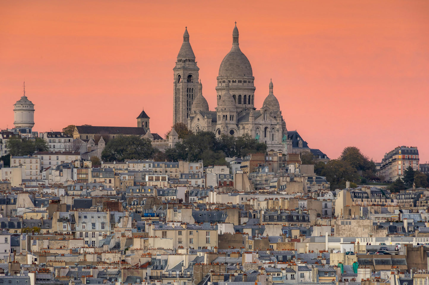Sunset on the Montmartre hill in Paris
