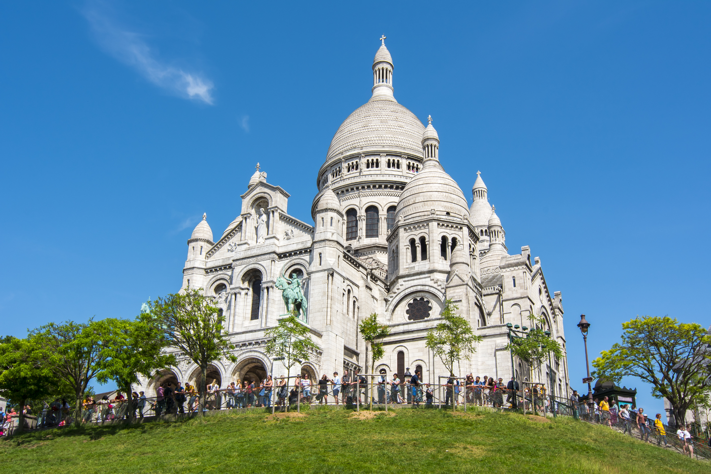Sacre Coeur Sacred Heart Basilica White Church top of Paris Montmartre district view