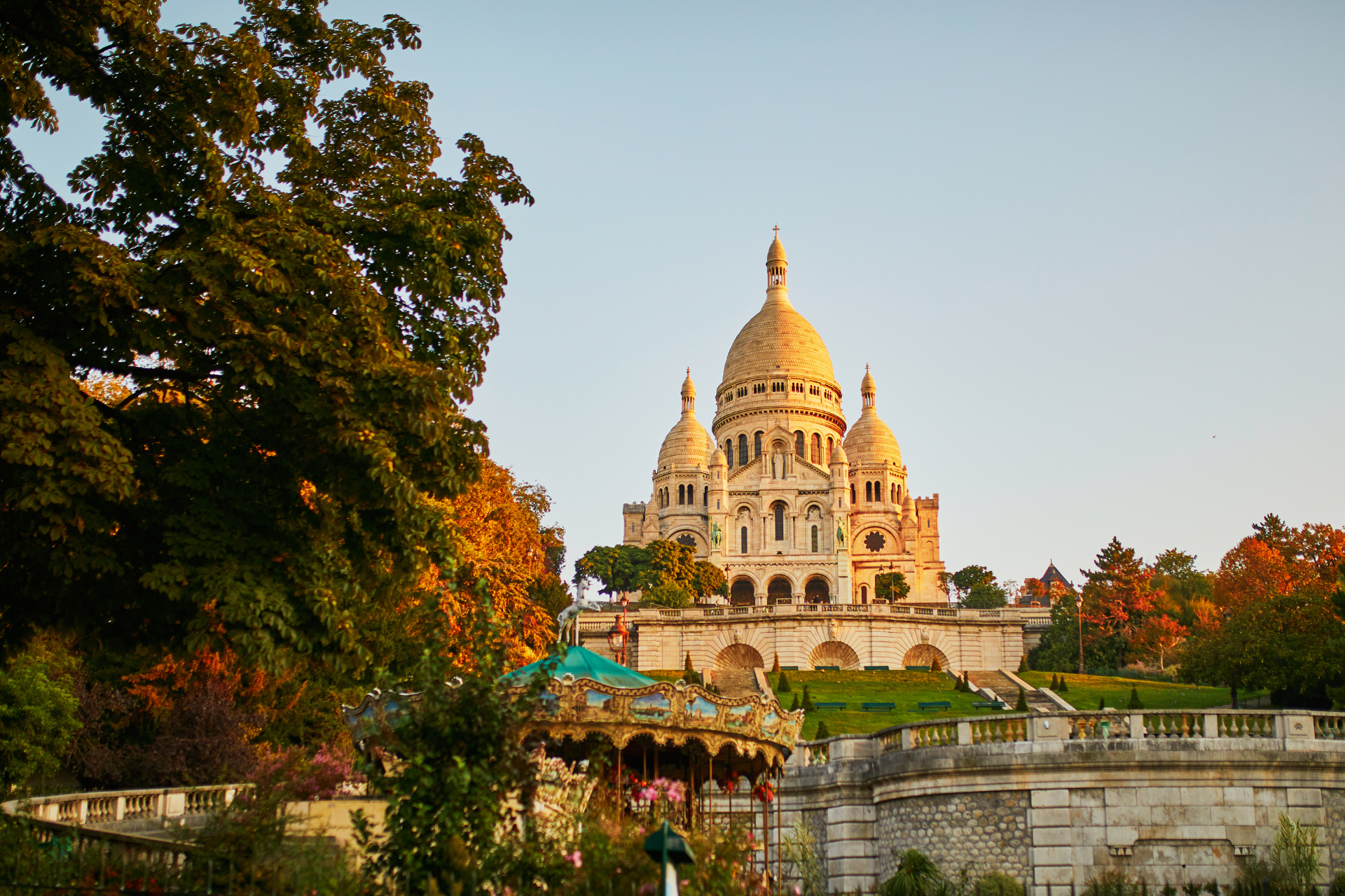 Autumn Sacre Coeur Montmartre Paris Brown Orange colors Carousel 