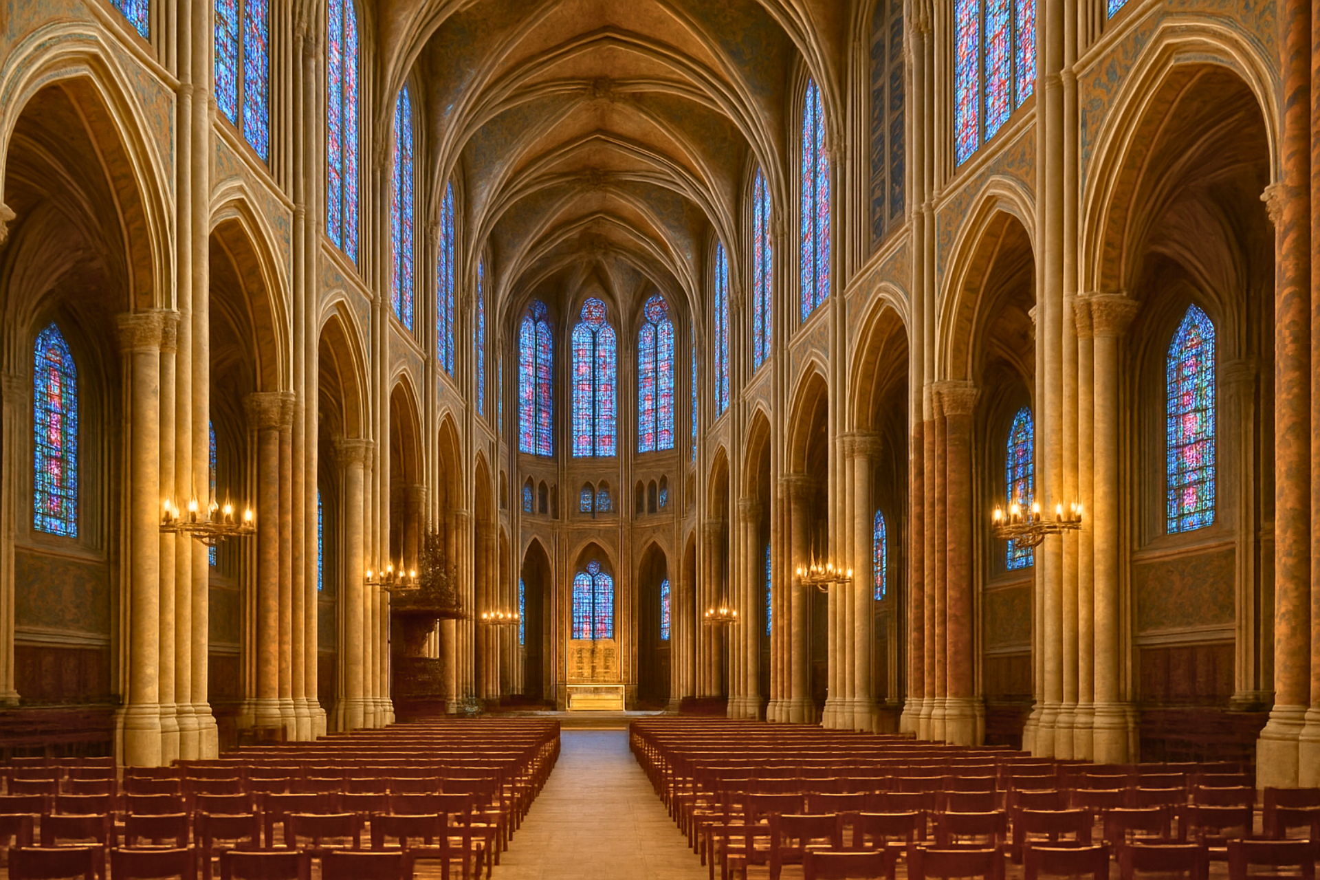 Inside Notre Dame de Chartres Cathedral windows glass colors Trip From Paris