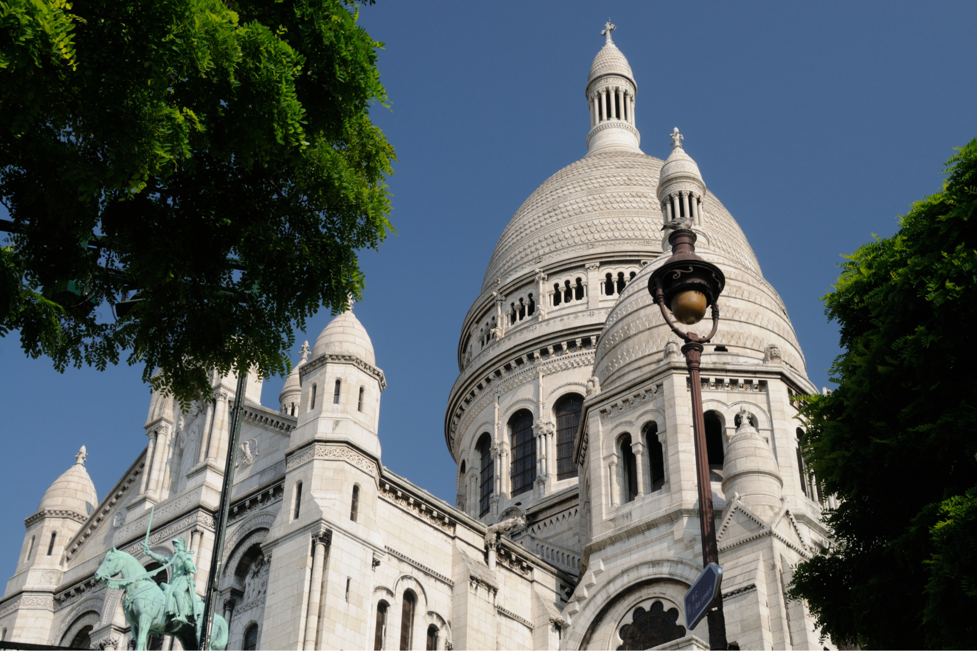White stone Sacre Coeur Basilica in Montmartre Paris